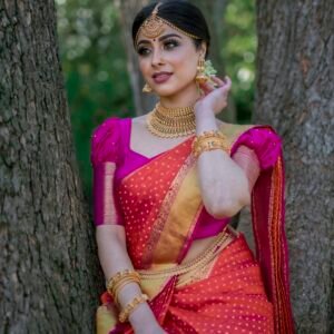 Handspun Khadi Cotton Saree with Temple Border